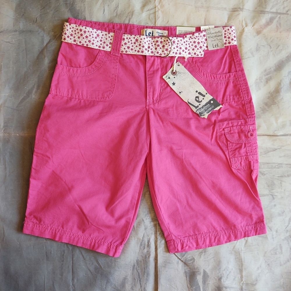 💥 3/$20 L.e.i Barbie Pink Shorts Adjustable Waist 14 NWT